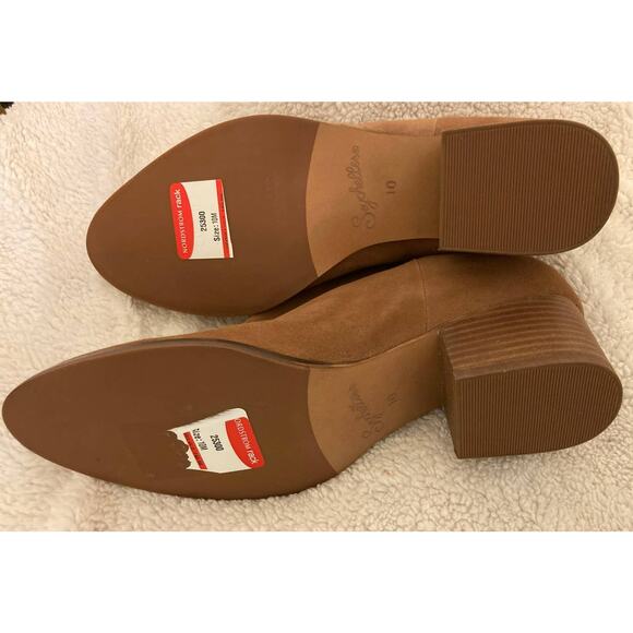Seychelles Floodplain Suede Chunky Heel Back Zip Ankle Boots Sz 10M Cognac NWT - Picture 6 of 7